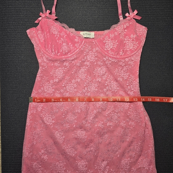 Outcast Pink Lace Mini Dress Large - Picture 8 of 9
